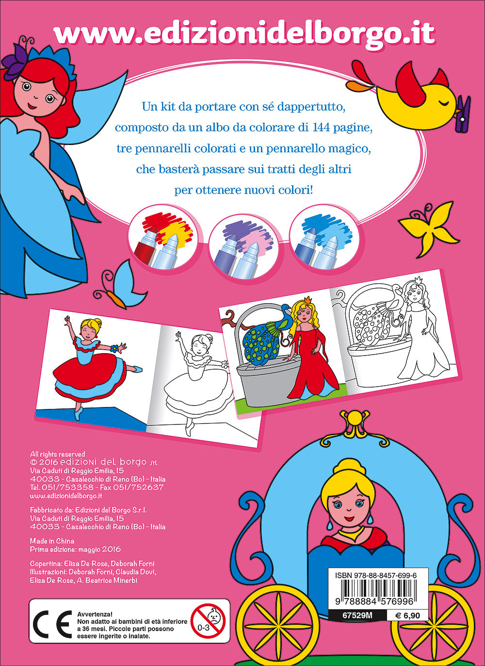 Le bambine colorano con i pennarelli magici::Fate, ballerine, principesse, cuccioli e tanto altro! - Con 4 pennarelli magici