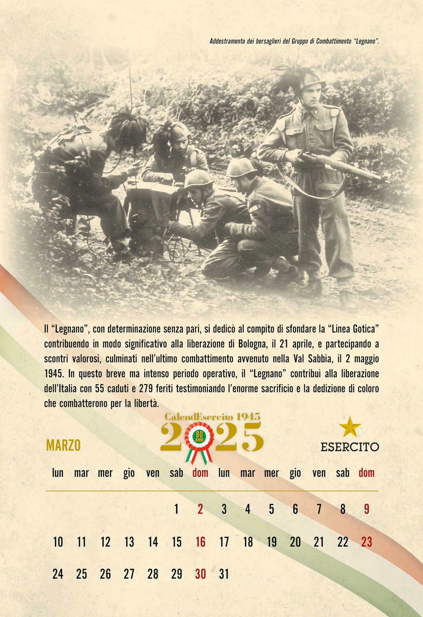 Calendario Esercito Italiano 2025 - da parete::Italia liberata