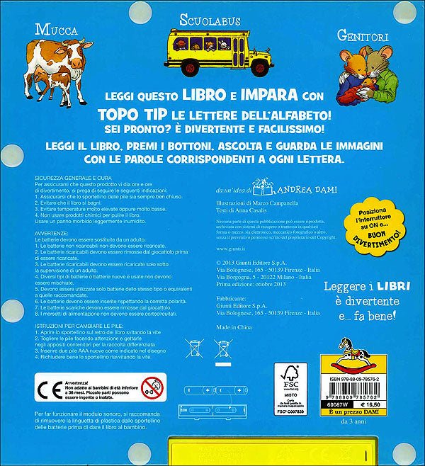 Topo Tip. Il mio primo libro alfabetiere sonoro::Libro premi e ascolta con 27 suoni