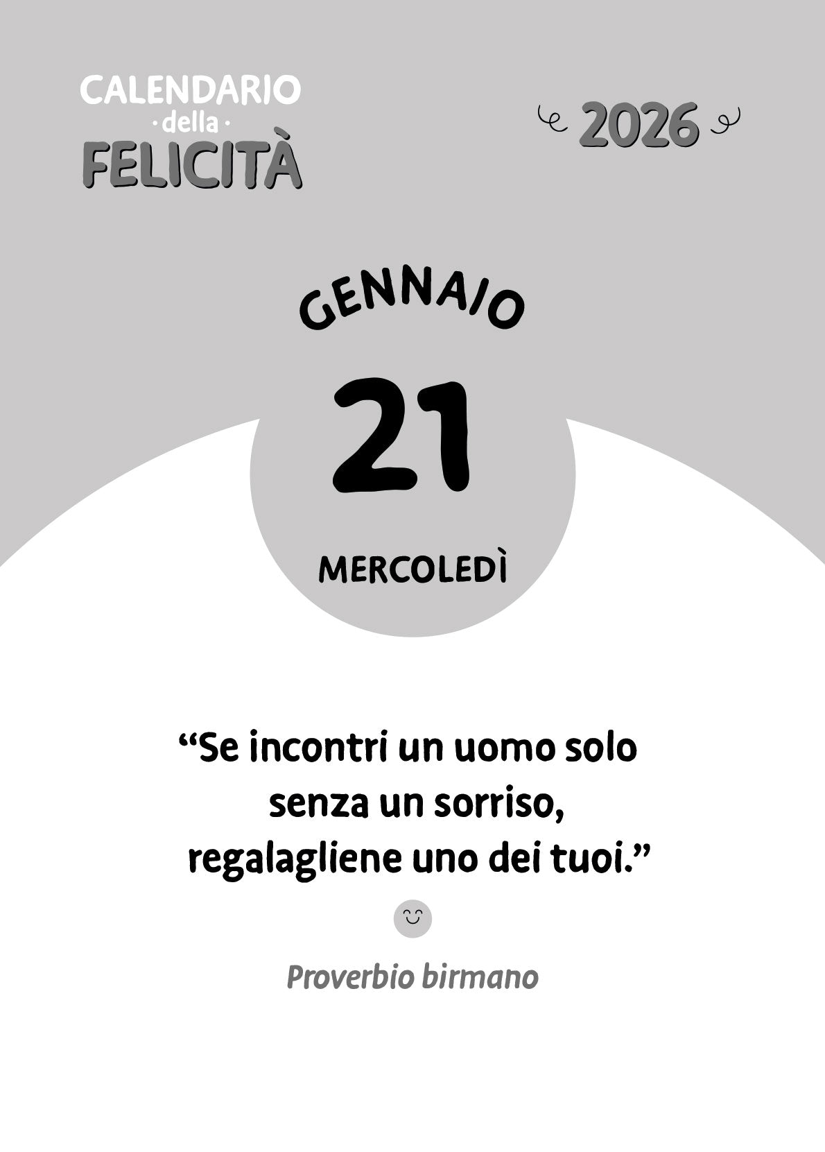 CALENDARIO DELLA FELICITA' 2026