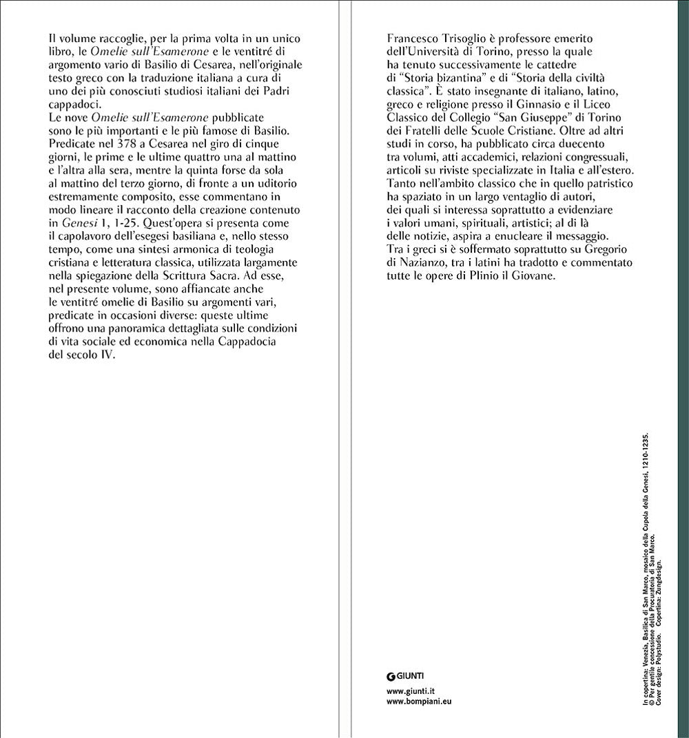 Omelie sull'Esamerone e di argomento vario::Testo greco a fronte