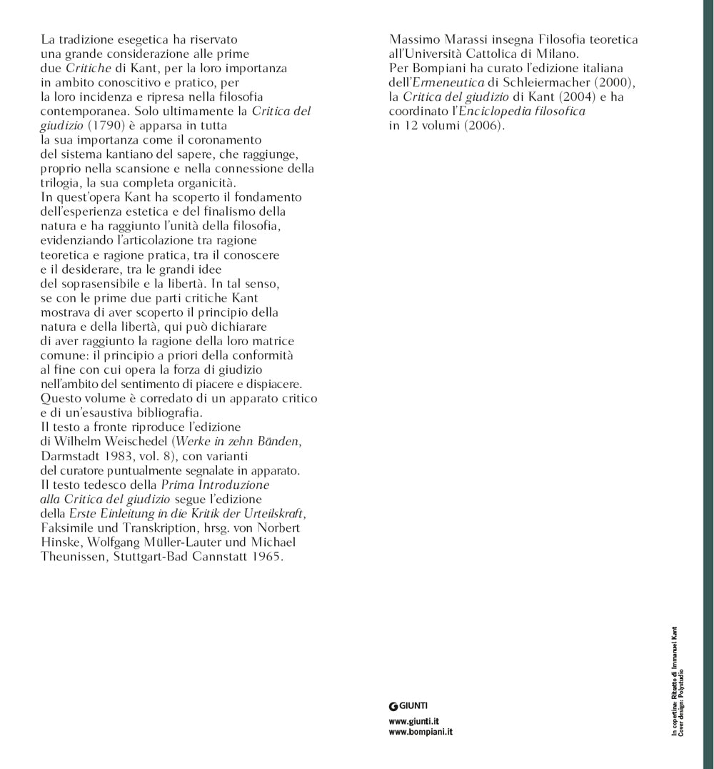 Critica del giudizio. Testo tedesco a fronte