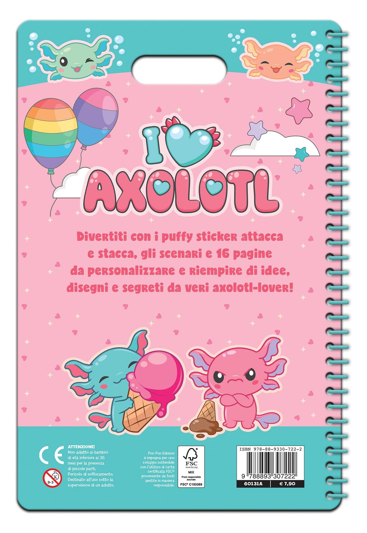 I Love Axolotl. Puffy sticker. I love scrapbooks