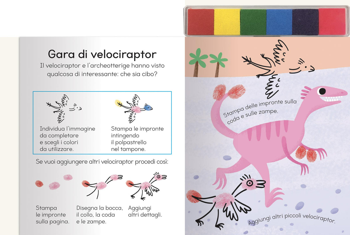 Disegna con le impronte - Dinosauri