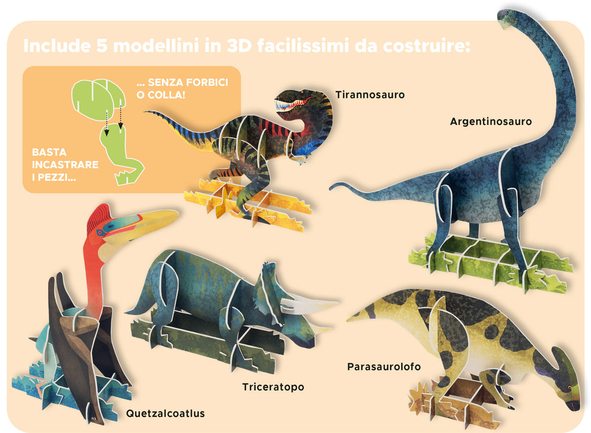 Dinosauri in 3D::Costruisci 5 animali preistorici