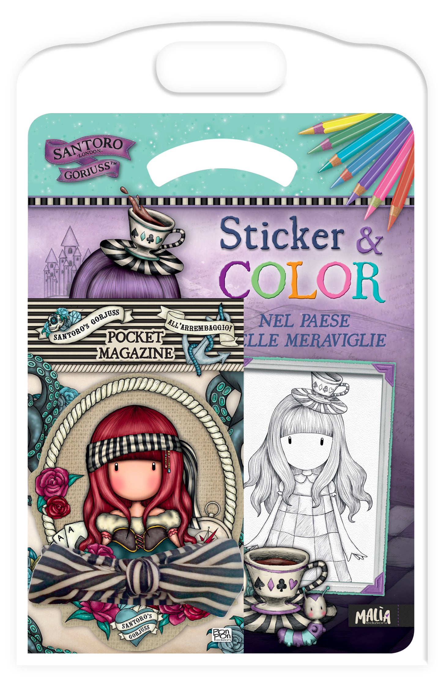 Gorjuss. Sticker & Color. Nel paese delle meraviglie + Bandana a righe