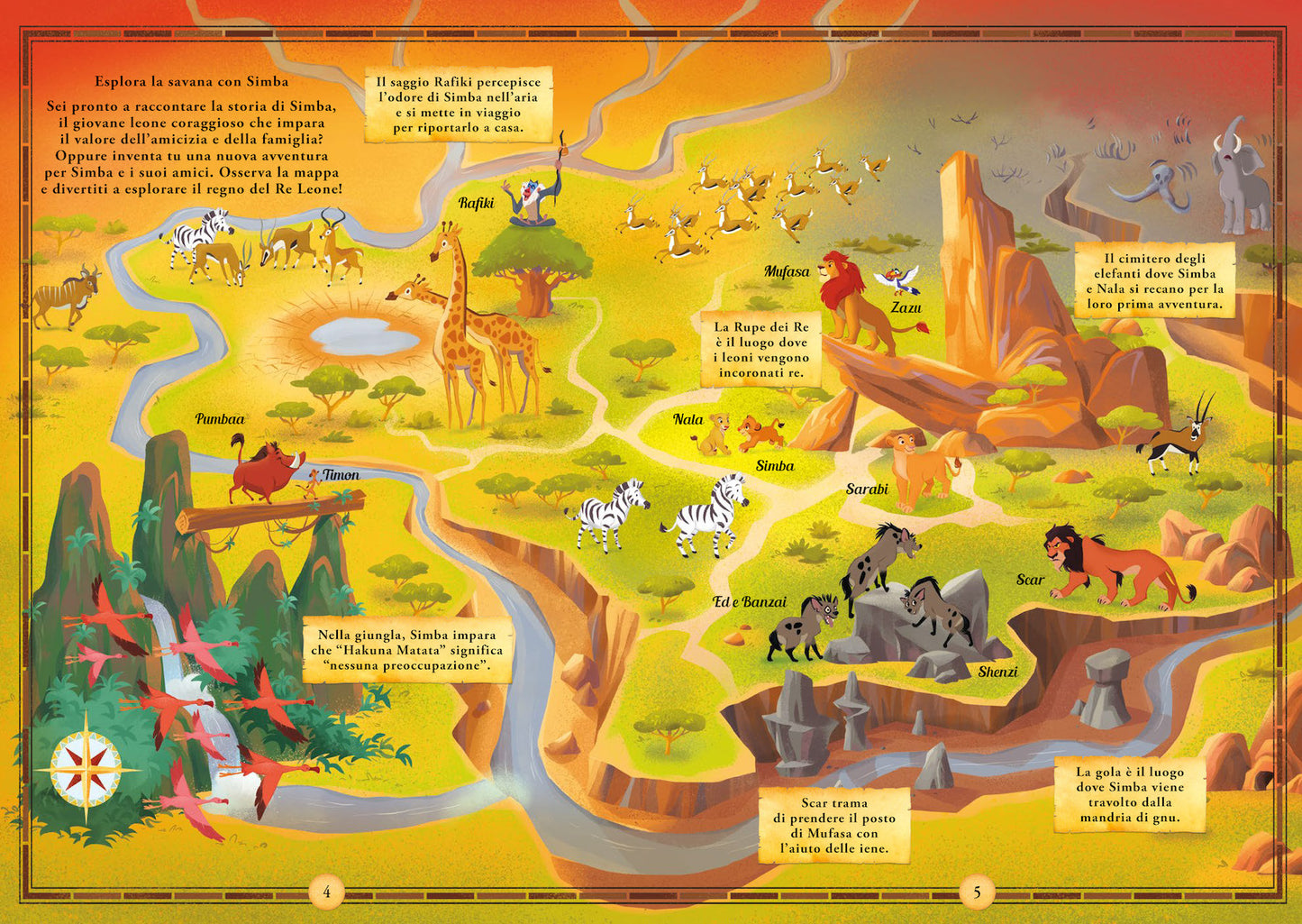 Il Re Leone Mappe in puzzle Leggi&Gioca::Dove vivono Il Re Leone e altri amici animali