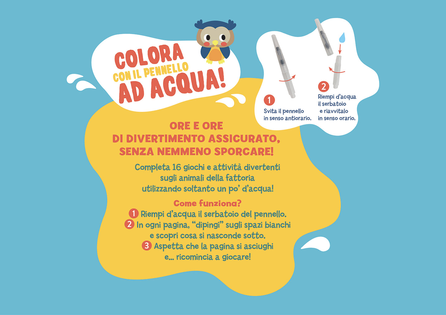 Animali della fattoria::Colora con l'acqua