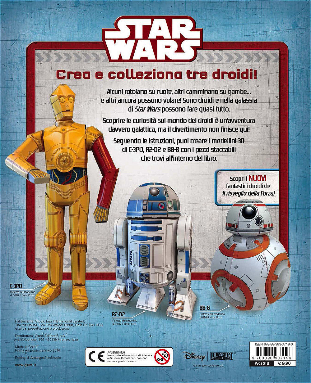 Superattivi - Star Wars. Droidi di carta::Crea la tua collezione di droidi Star Wars - Costruisci BB-8, R2-D2 e C-3PO! - Contiene tutto l'occorrente per montare i droidi più famosi di sempre!