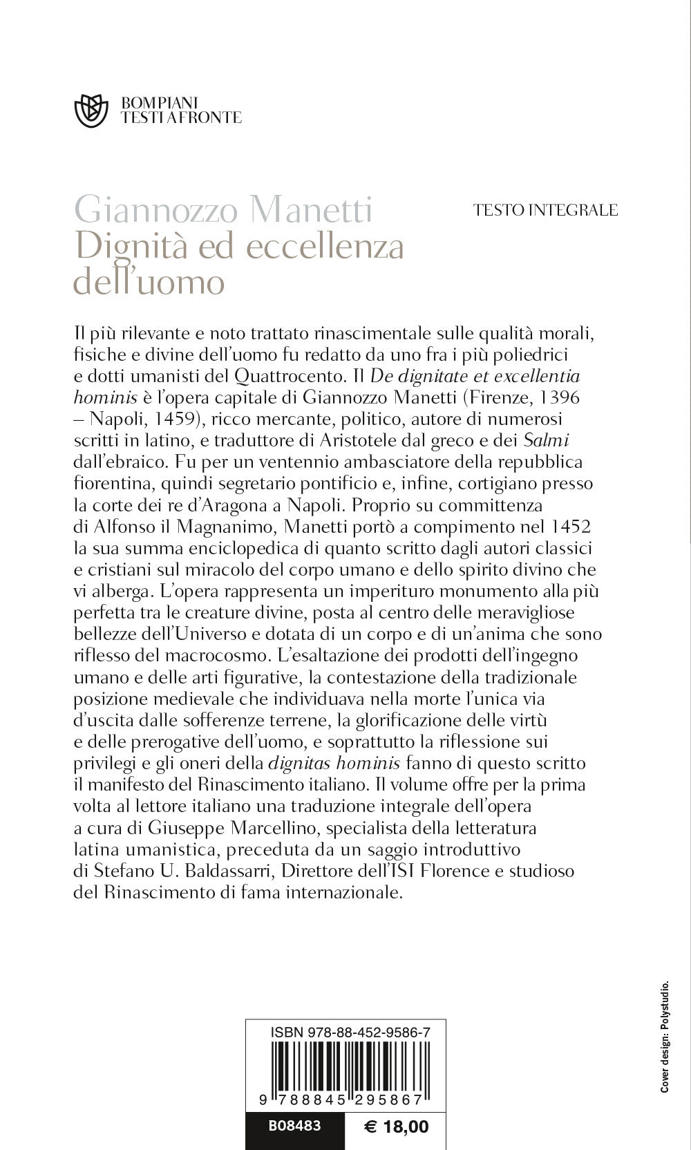 Dignità ed eccellenza dell'uomo::Testo latino a fronte