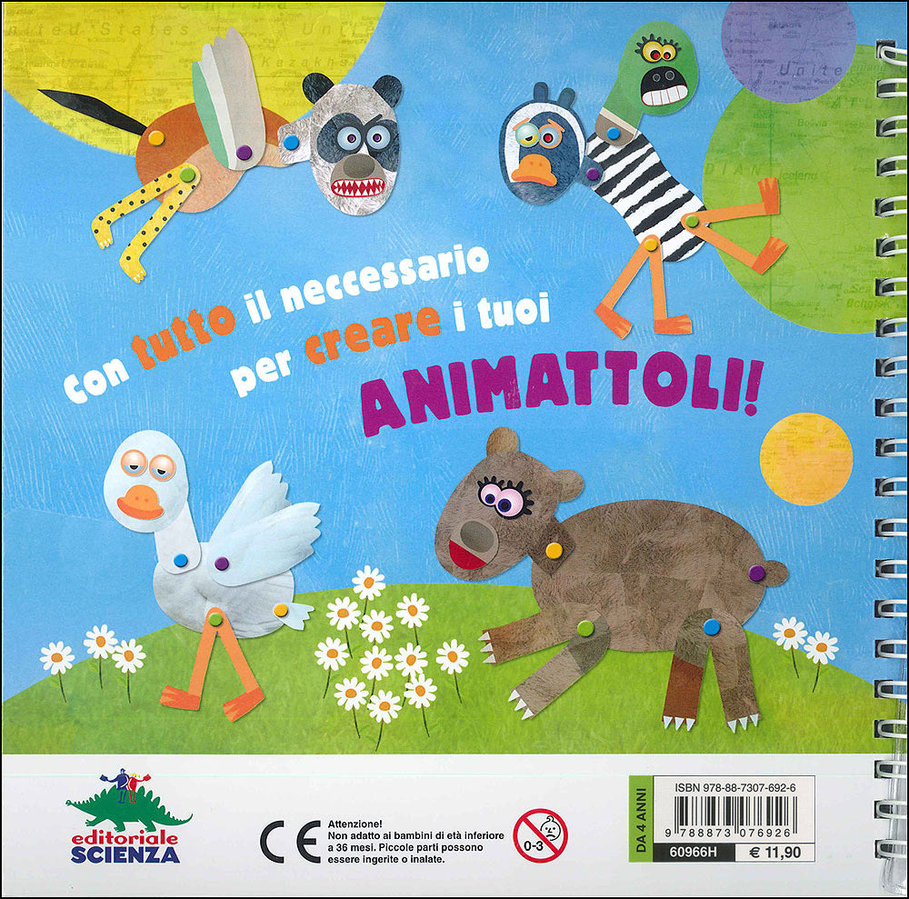 Animattoli::Con fermacampione colorati, occhietti mobili grandi e piccoli, sagome staccabili e double-face, adesivi riposizionabili