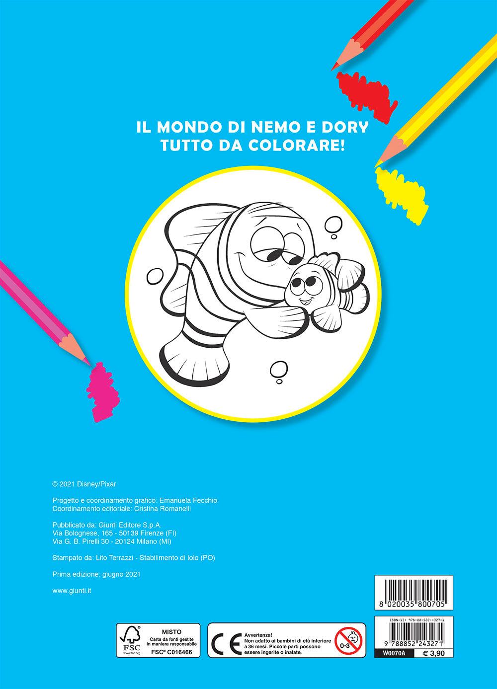 Primo album da colorare Pixar::Animali del mare