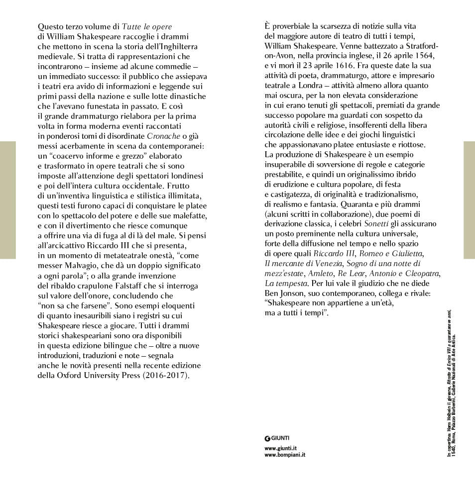 Tutte le opere. Vol. 3: I drammi storici::Testo inglese a fronte