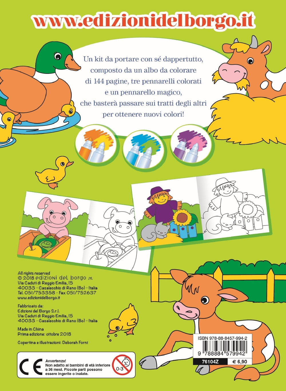 Colora la fattoria con i pennarelli magici::Animali della fattoria, i loro cuccioli e tanto altro! - Con 4 pennarelli magici