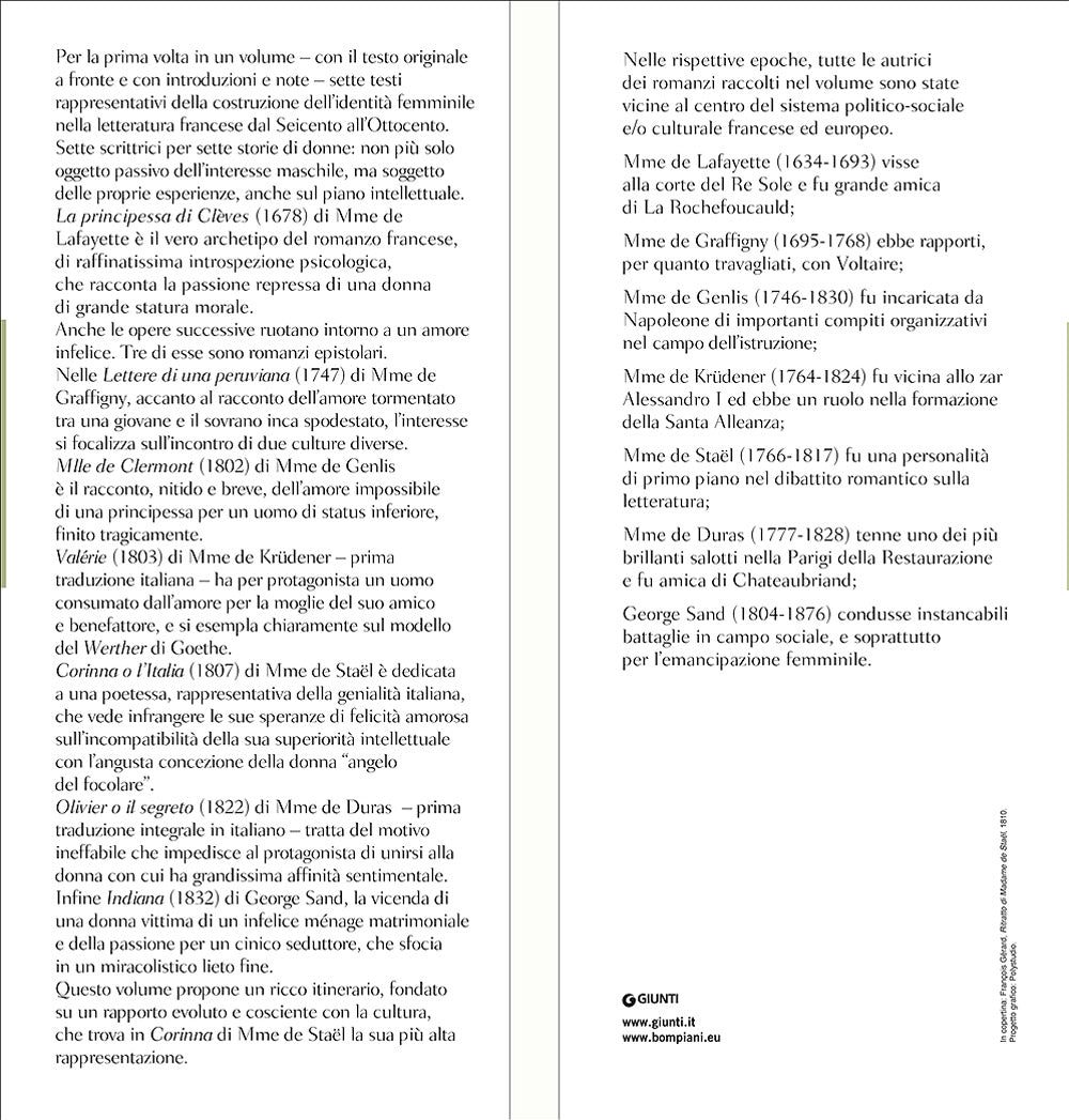 Narrativa femminile francese dal Seicento all'Ottocento::Testo francese a fronte