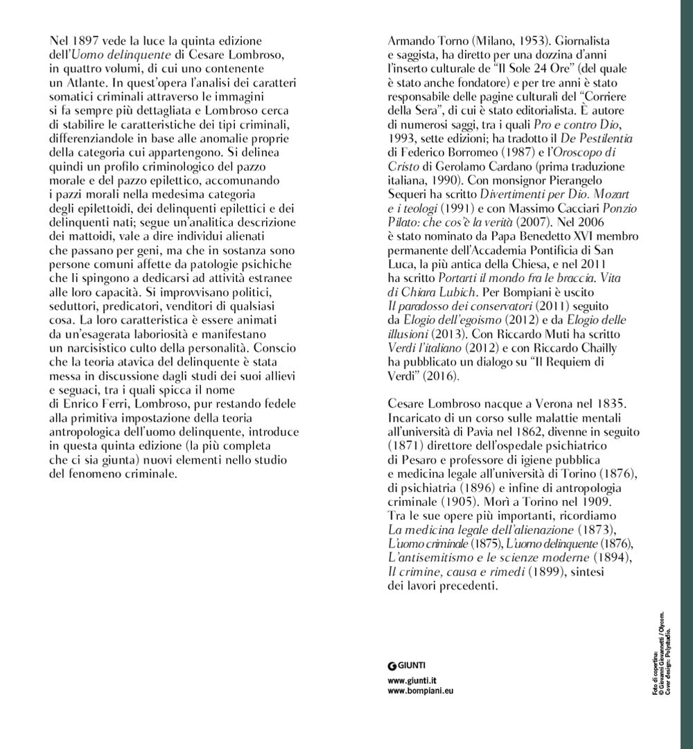 L'uomo delinquente (ristampa anastatica della quinta edizione, Torino, 1897)