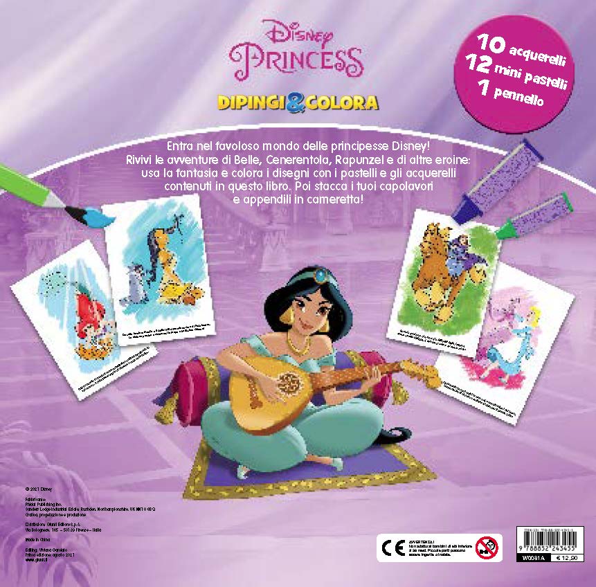 Disney Princess Dipingi & colora::10 acquerelli, 12 mini pastelli, 1 pennello