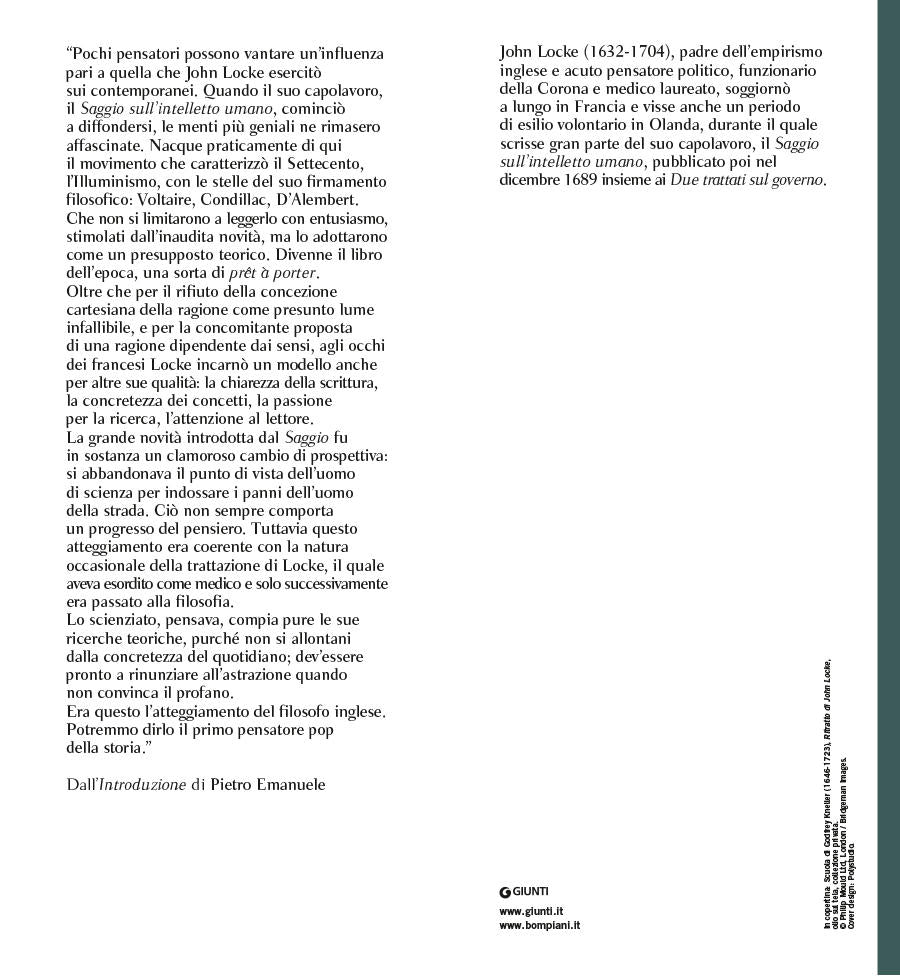 Saggio sull'intelletto umano::Testo inglese a fronte