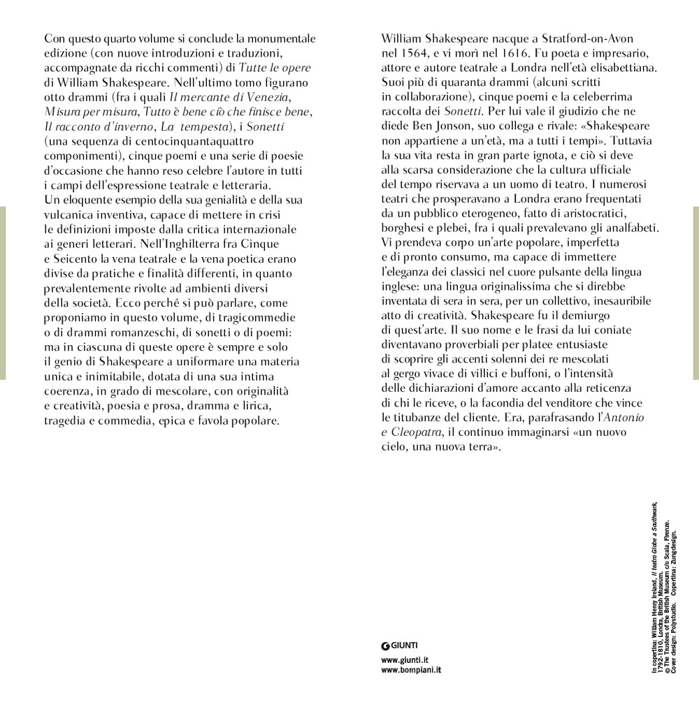 Tutte le opere. Vol. 4: Tragicommedie, drammi romanzeschi, sonetti, poemi, poesie occasionali::Testo inglese a fronte