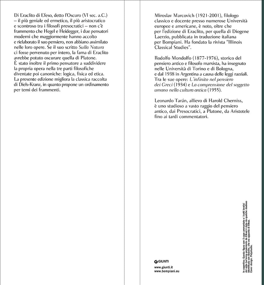 Eraclito. Testimonianze, imitazioni e frammenti::Con i testi greci