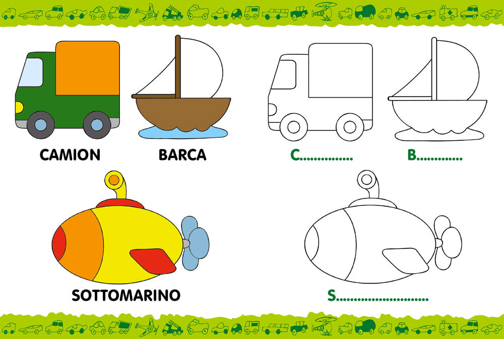 Colora e gioca con i mezzi di trasporto (con stickers)