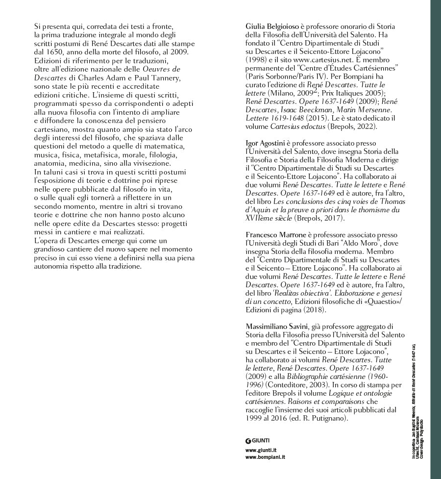 Opere postume 1650-2009::Testo latino e francese a fronte