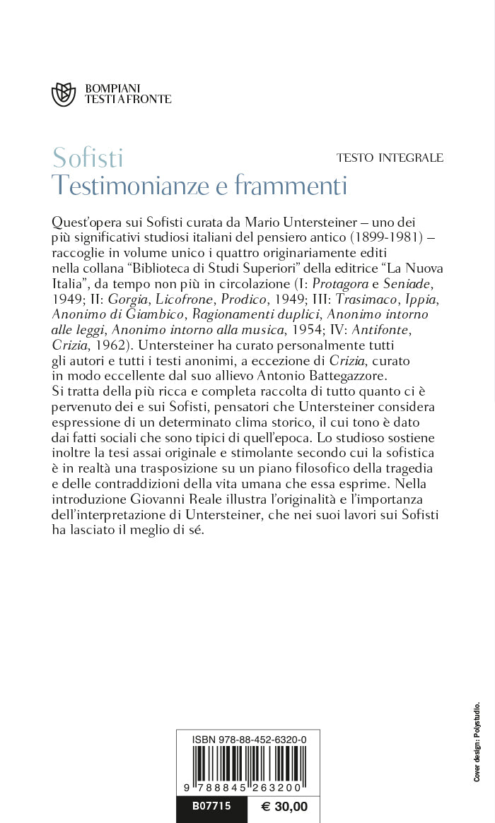 Testimonianze e frammenti::Testo greco a fronte