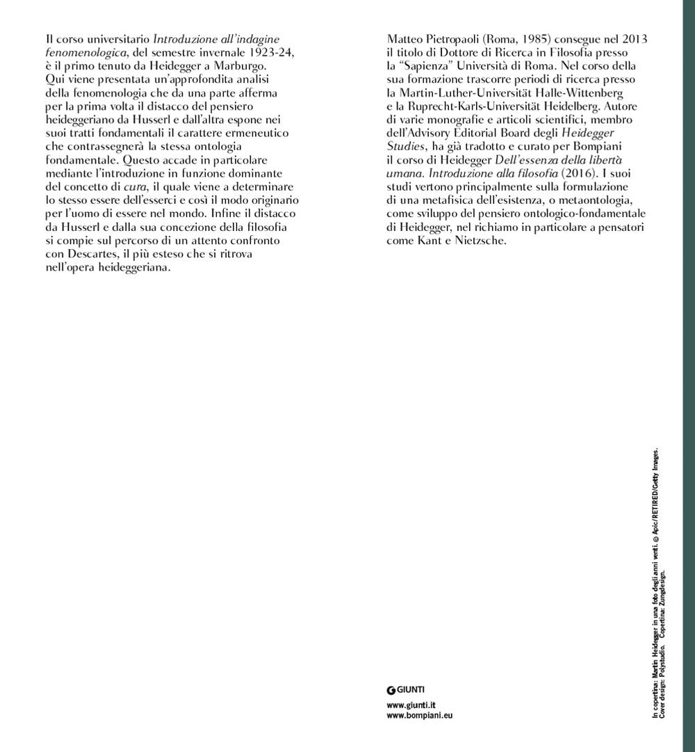 Introduzione all'indagine fenomenologica::Testo tedesco a fronte