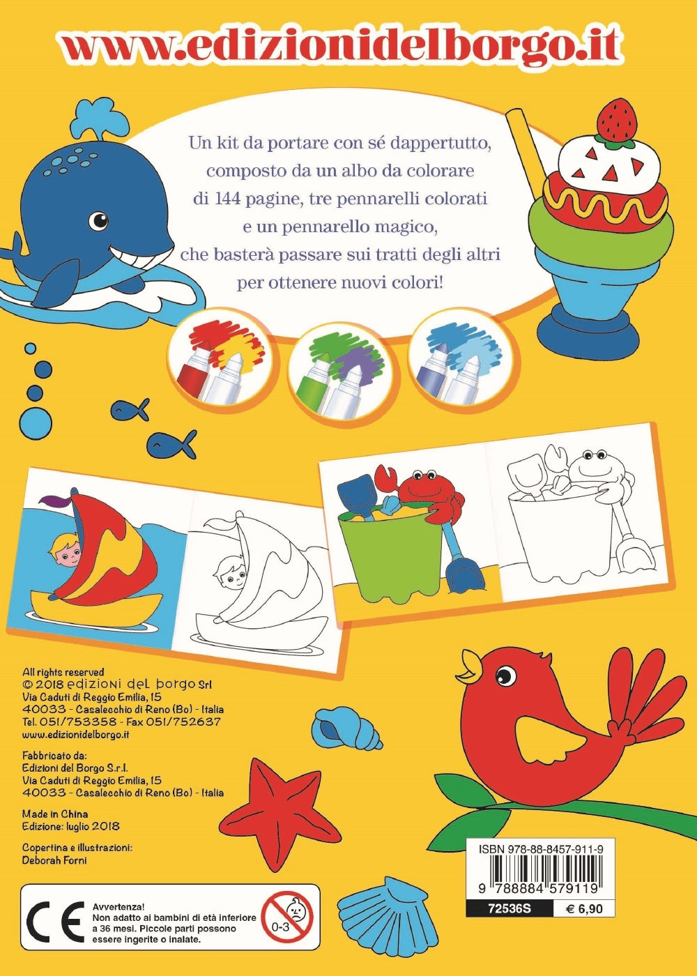 Colora in vacanza con i pennarelli magici::Vacanze, mare, animali, mezzi di trasporto e tanto altro! - Con 4 pennarelli magici