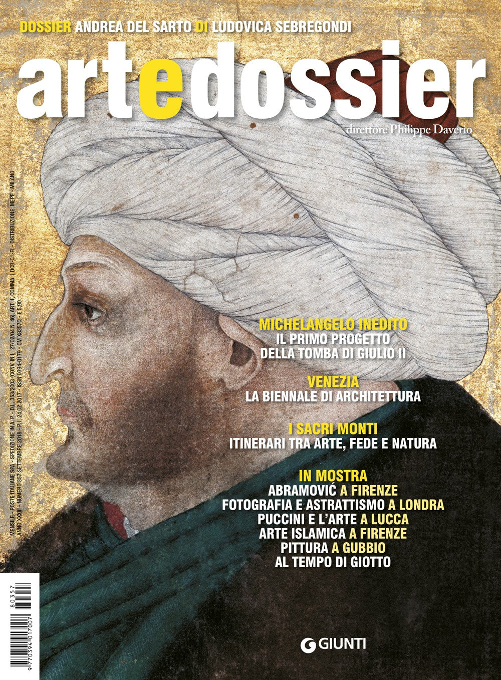 Art e dossier n. 357, settembre 2018::allegato a questo numero il dossier: Andrea del Sarto di Ludovica Sebregondi