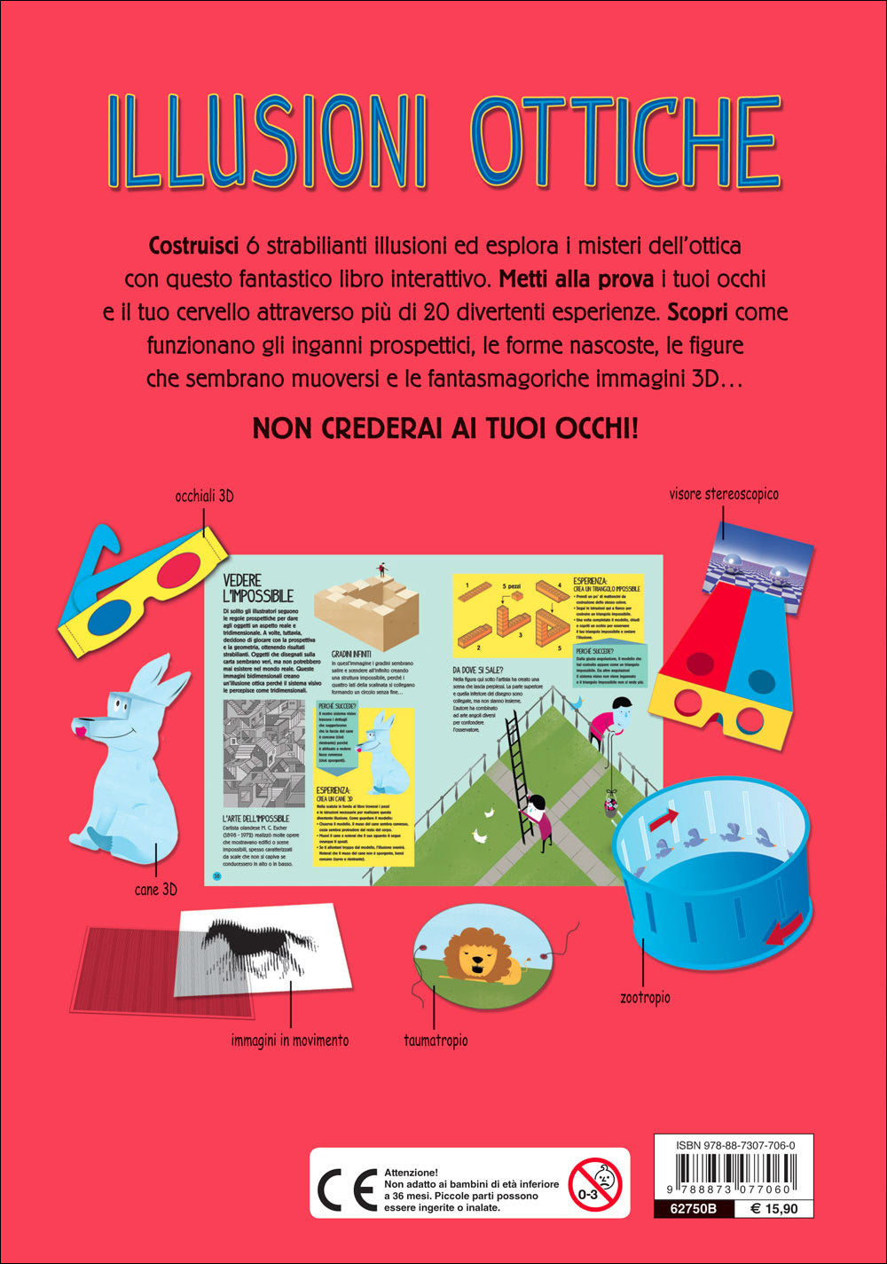 Illusioni ottiche::Costruisci 6 strabilianti illusioni ottiche - 32 pagine a colori, 6 illusioni ottiche da costruire, più di 20 divertenti esperienze