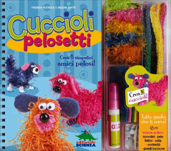 Cuccioli pelosetti::Crea 5 simpatici amici pelosi! In allegato: scovolini, pelo, feltro, colla, occhietti, brillantini.