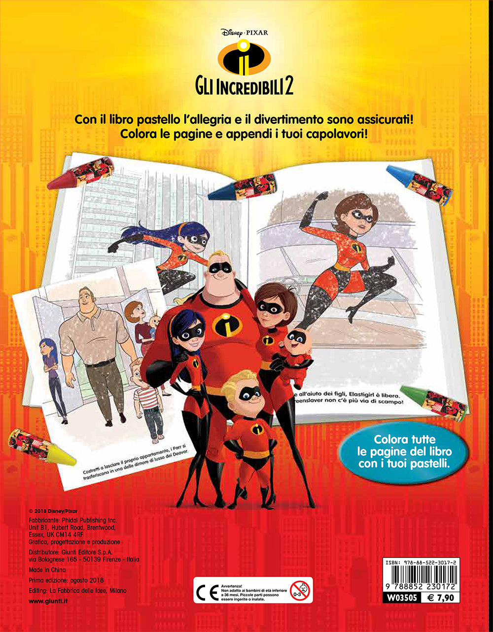 Libro Pastello - Gli Incredibili 2::12 mini pastelli per colorare!