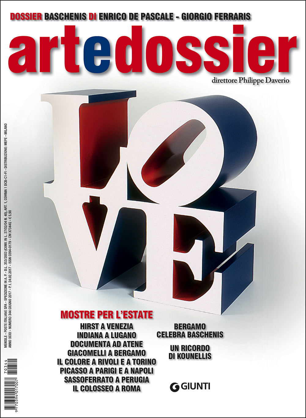 Art e dossier n. 344, giugno 2017::allegato a questo numero il dossier: Baschenis di Enrico De Pascale e Giorgio Ferraris