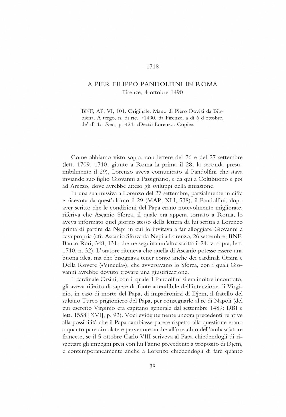 Lettere XVIII (Settembre 1490 - Aprile 1491)