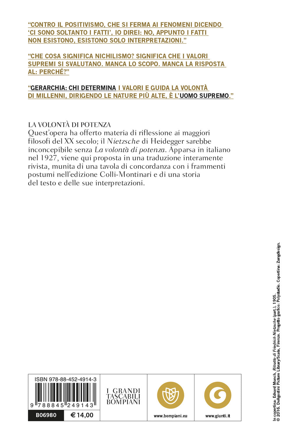 La volontà di potenza::Frammenti postumi ordinati da Peter Gast e Elisabeth Förster-Nietzsche - Nuova edizione