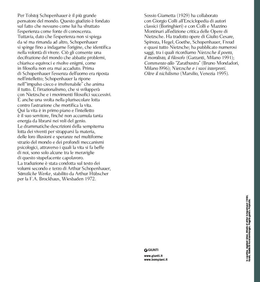 Il mondo come volontà e rappresentazione::Testo tedesco a fronte