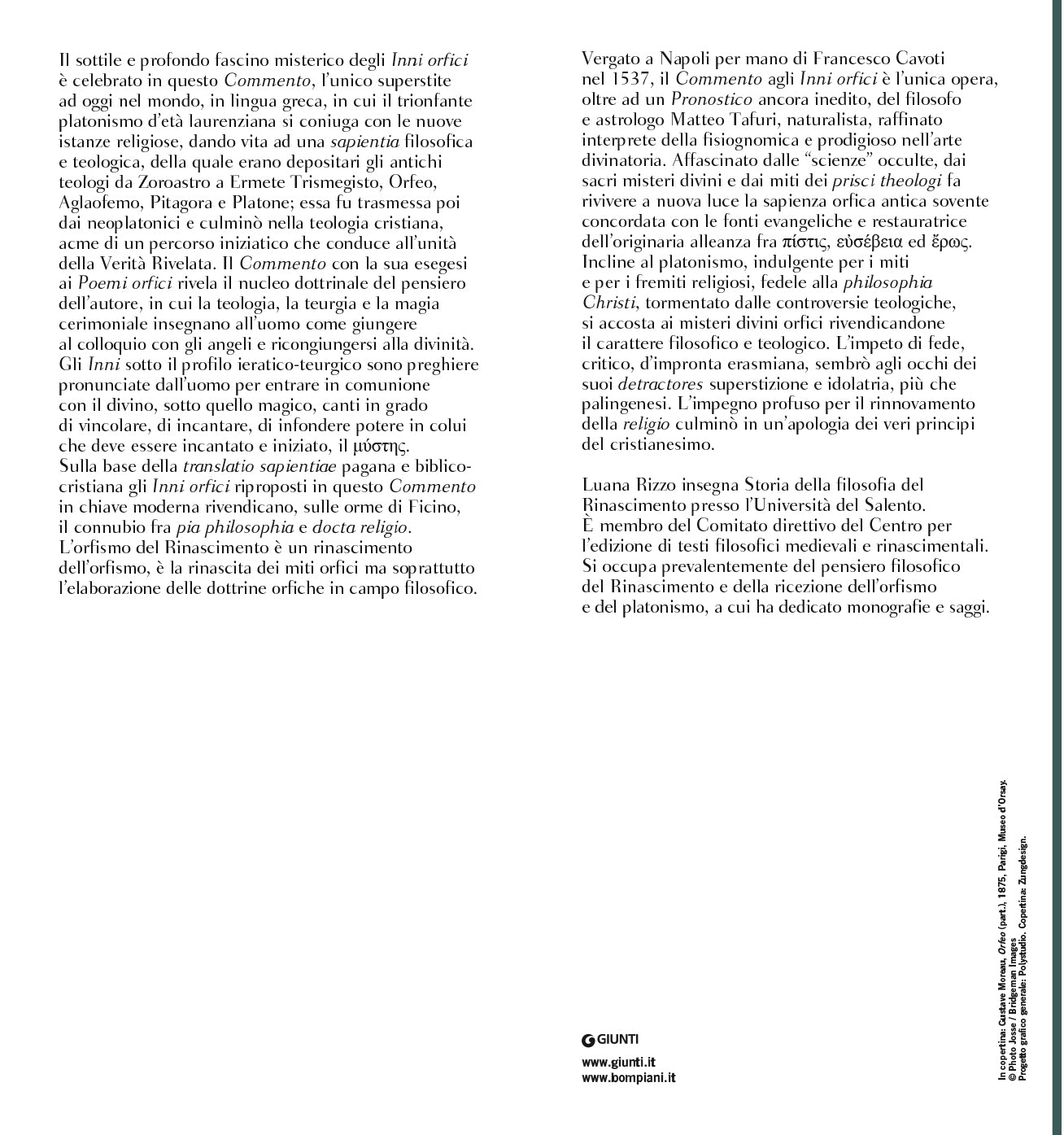 Commento agli Inni Orfici::Testo greco a fronte