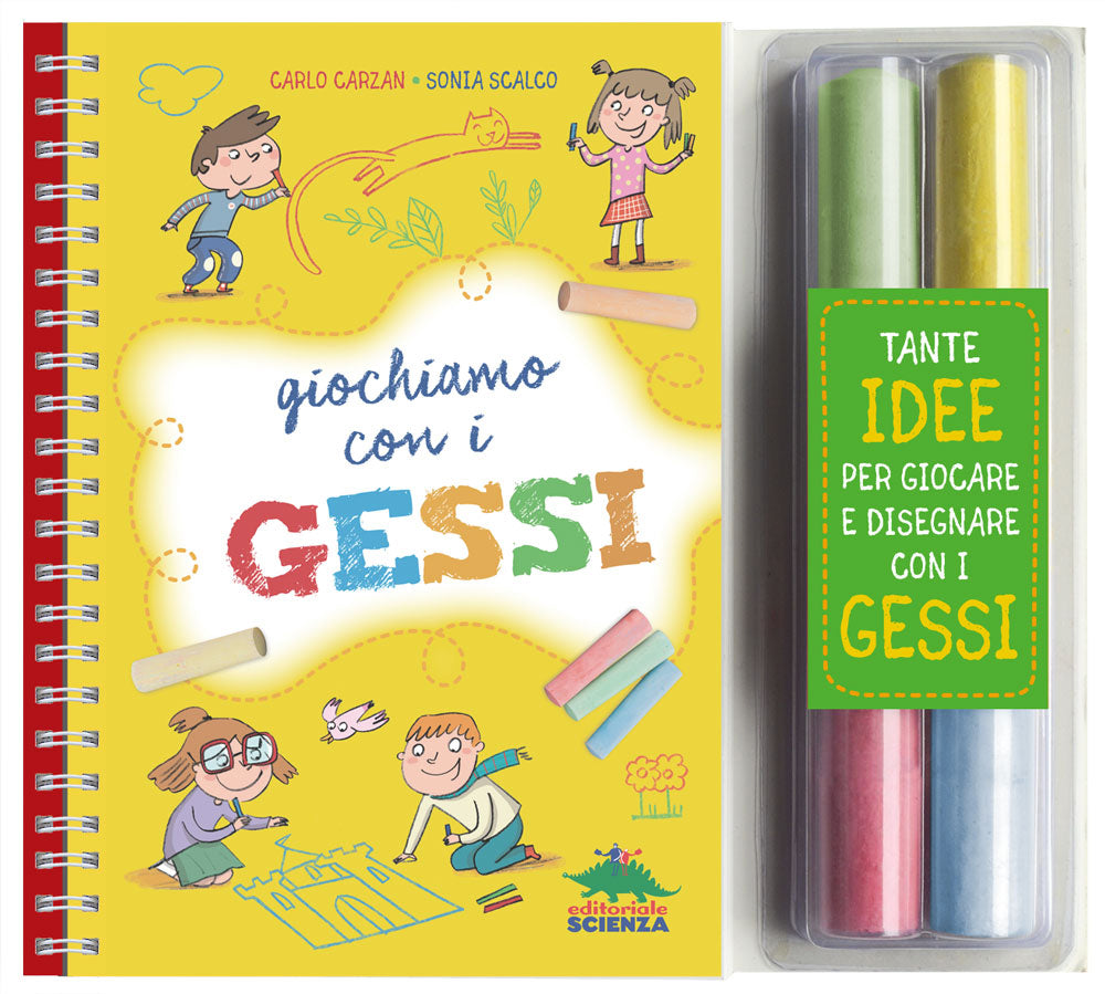 Giochiamo con i gessi::Tante idee per giocare e disegnare con i gessi - Con 4 maxi gessi colorati