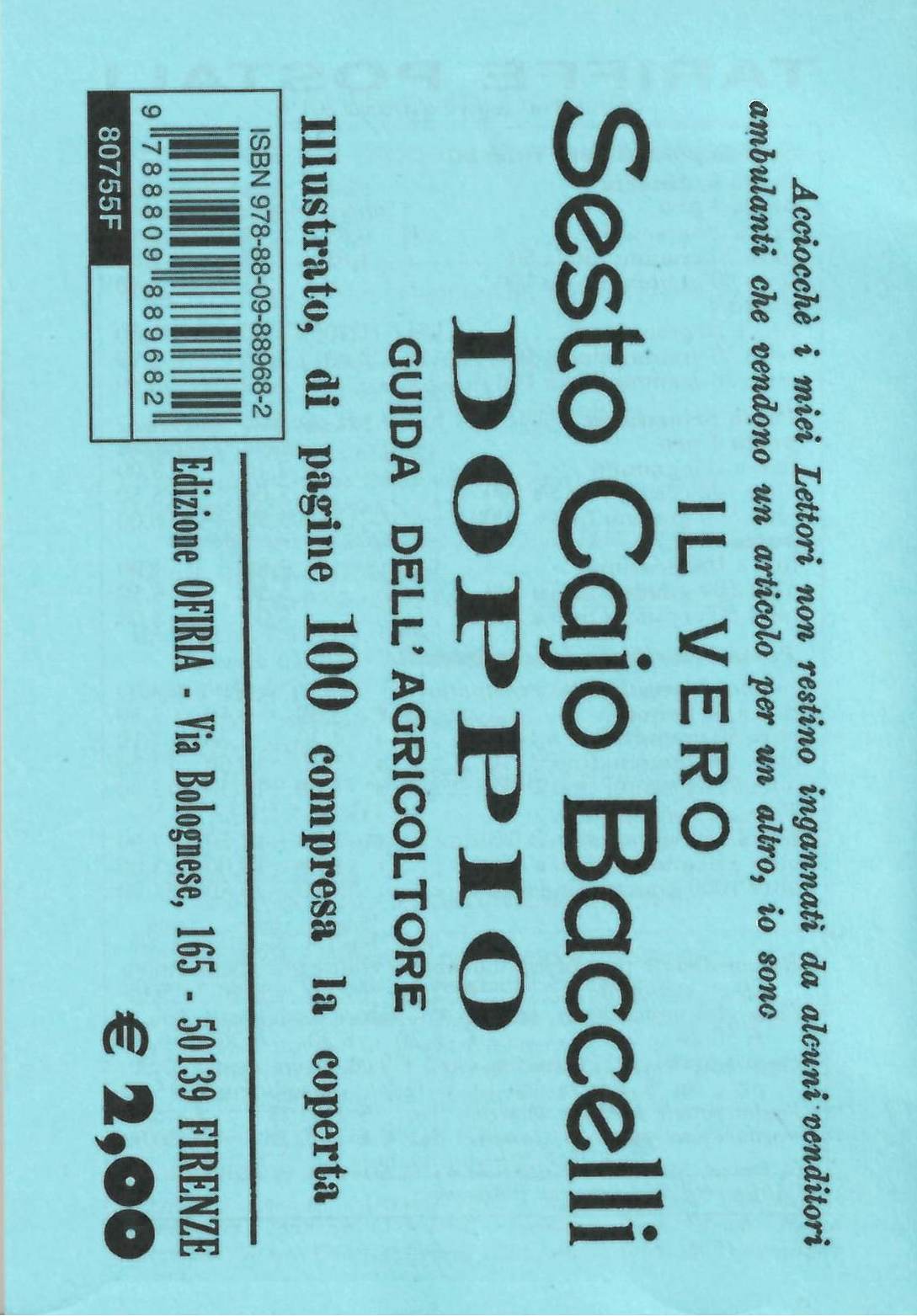 Il vero Sesto Cajo Baccelli 2020::Guida dell'agricoltore. Lunario per l'anno 2020