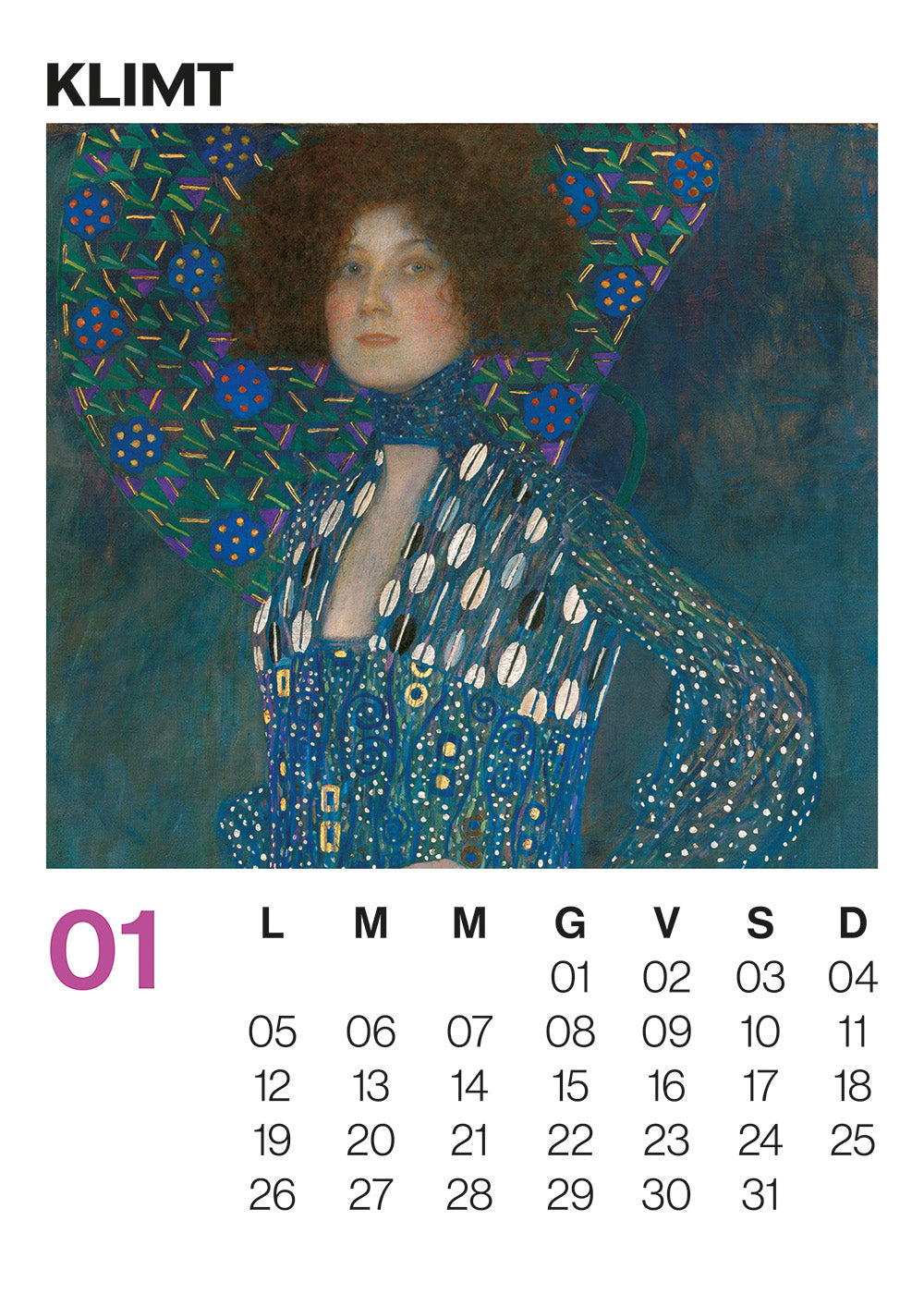 Calendario Klimt 2026 da parete (30 x 42 cm)