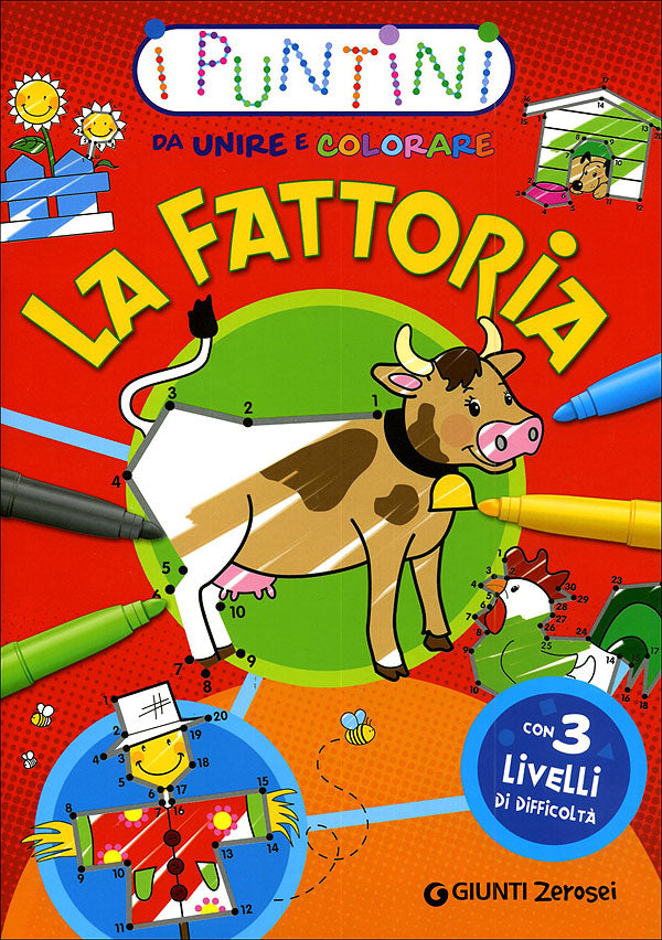 La fattoria::I puntini da unire e colorare. Con 3 livelli di difficoltà