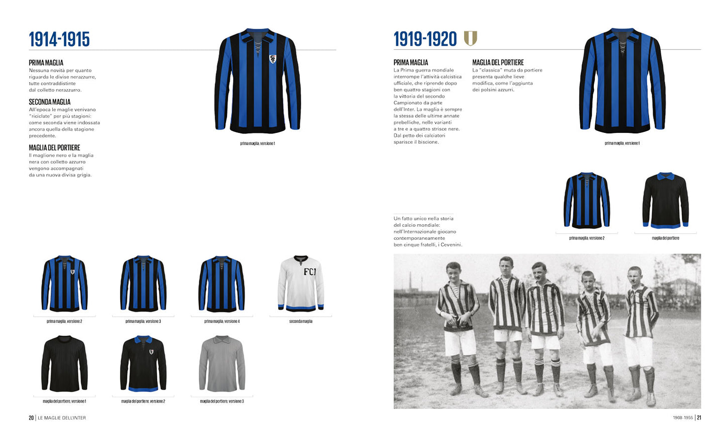 Le maglie dell'Inter::Tutte le divise nerazzurre dal 1908 a oggi