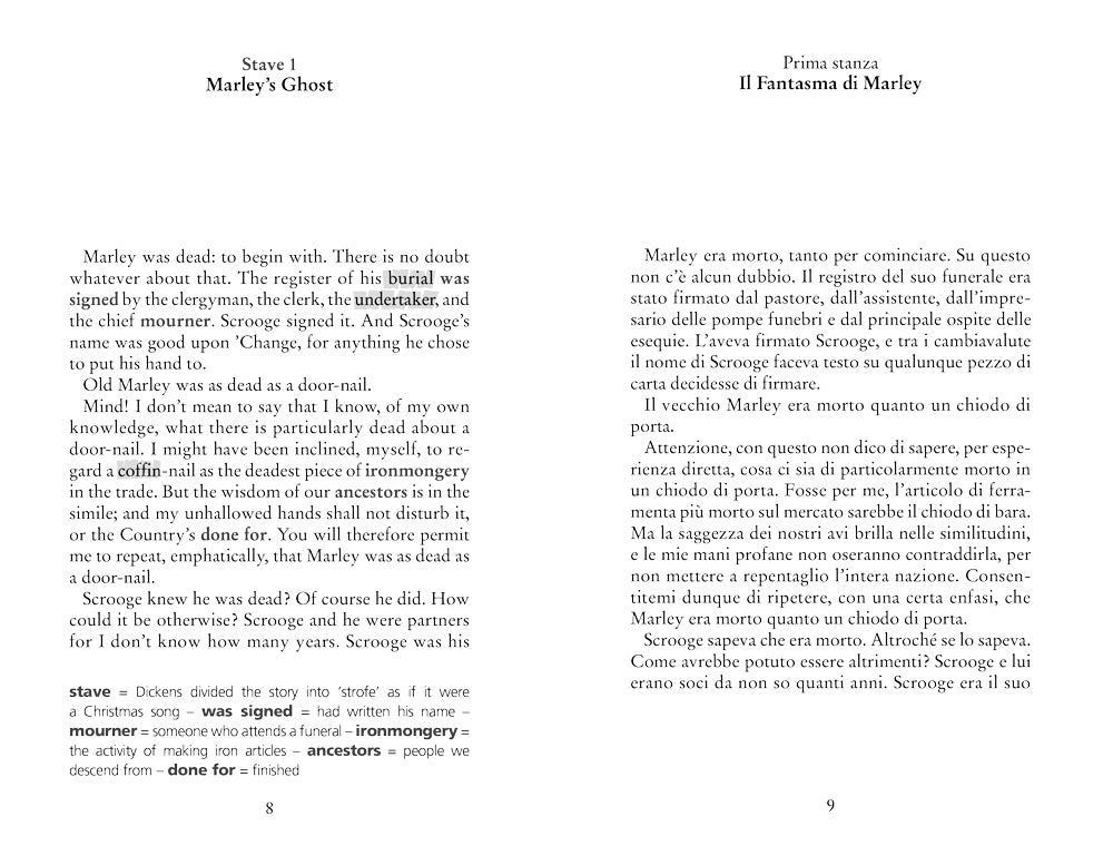 A Christmas Carol::con testo italiano a fronte e note linguistiche