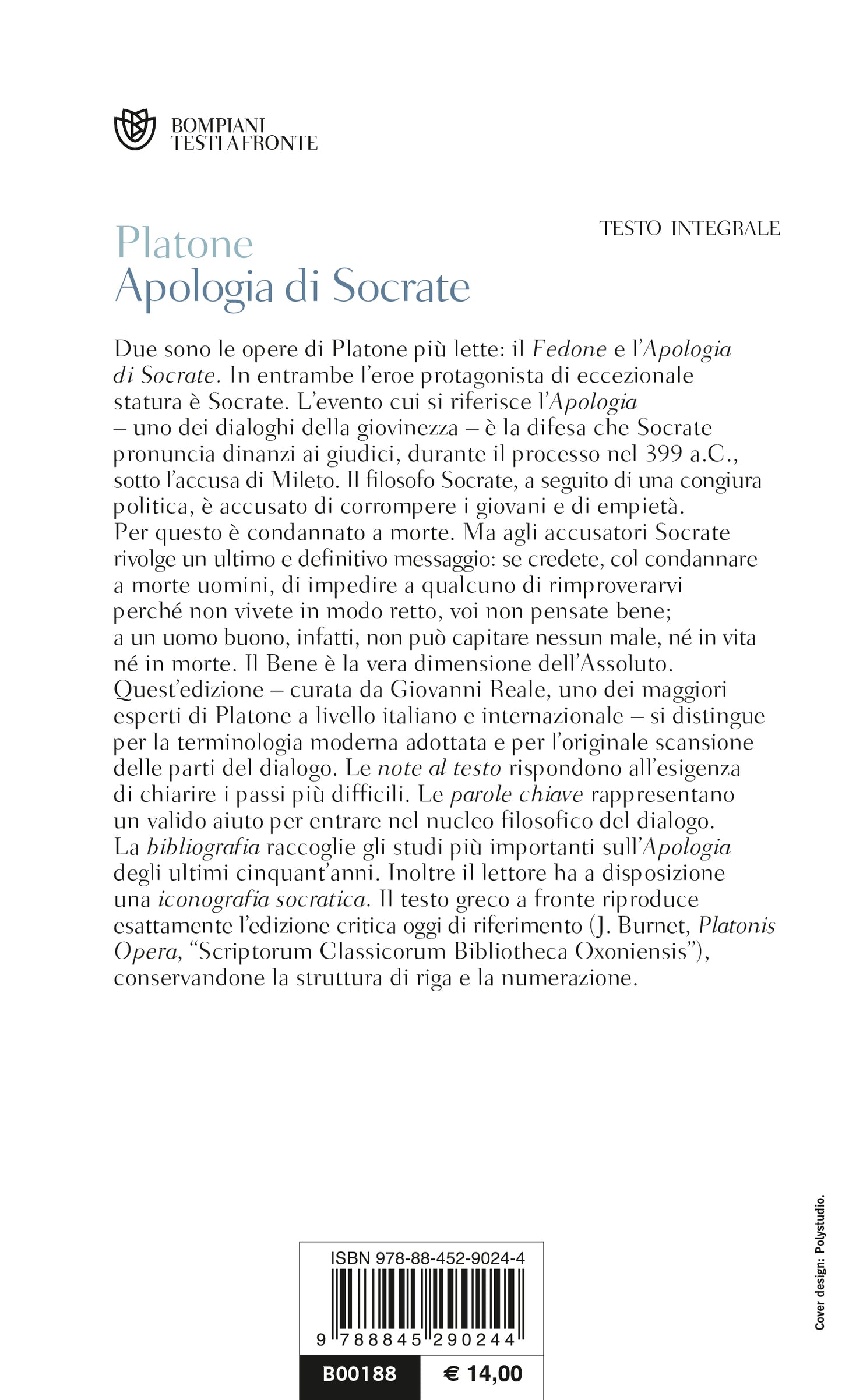 Apologia di Socrate::Testo greco a fronte