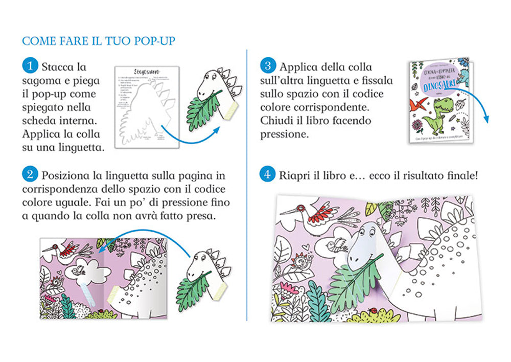 Colora e completa il tuo libro dei dinosauri