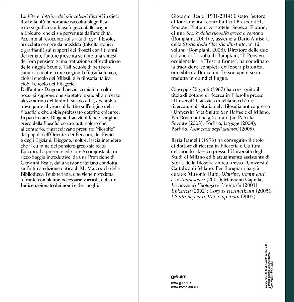 Vite e dottrine dei più celebri filosofi::Testo greco a fronte
