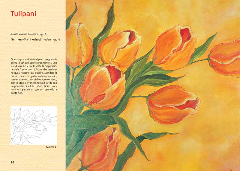 Dipingere con i colori ad olio motivi floreali::Con le bozze dei disegni