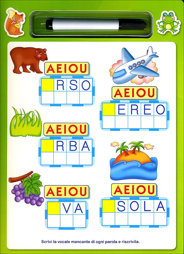 Imparo l'alfabeto con il libro lavagna - 5/6 anni::Scrivo, cancello, riscrivo! - Con pennarello con inchiostro a base d'acqua