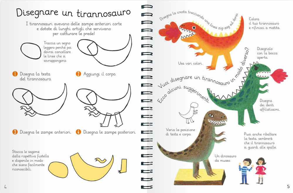 COME DISEGNARE DINOSAURI::Con più di 58 sagome per disegnare in modo facile e divertente!